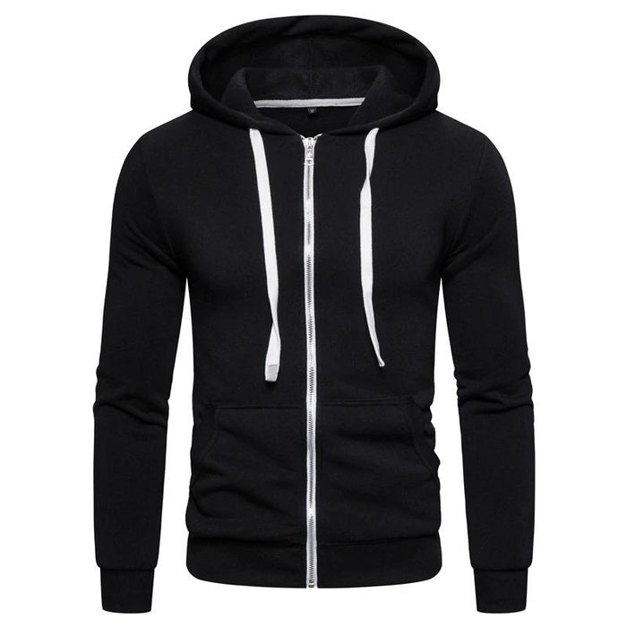 Black Zipped Athletic Hoodie