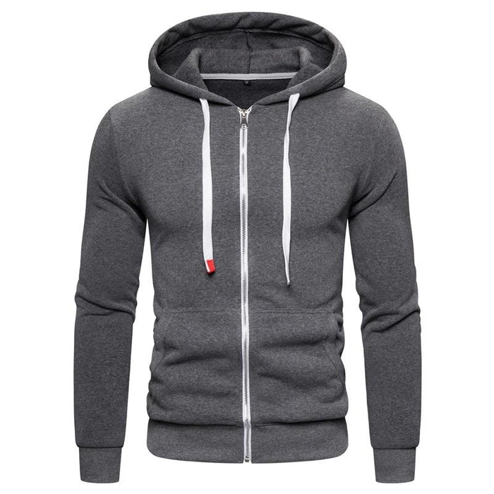 Dark Grey Zipped Athletic Hoodie