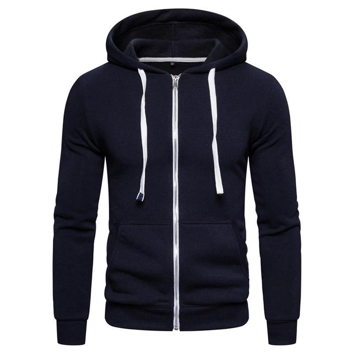 Navy Zipped Athletic Hoodie