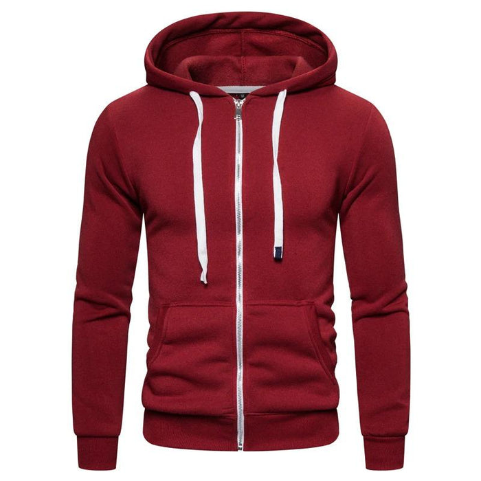 Red Zipped Athletic Hoodie