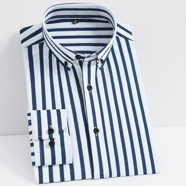 Men's White Striped Dress Shirt