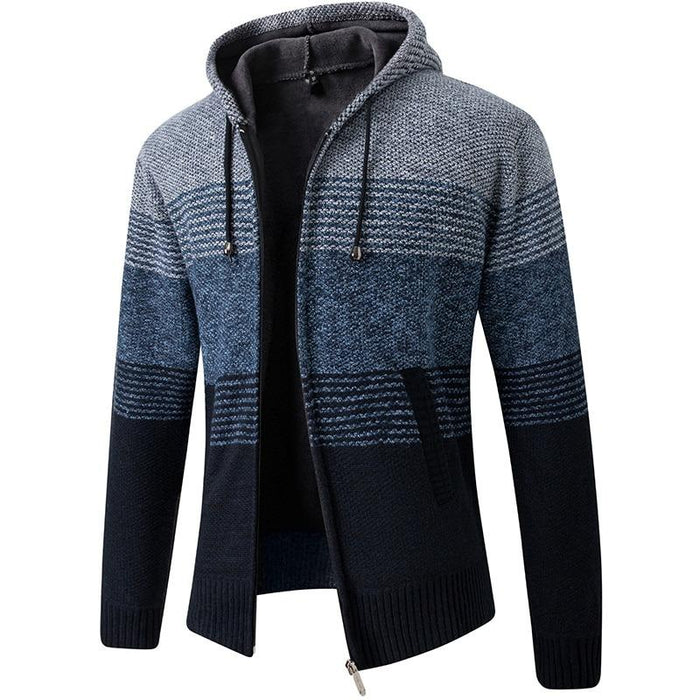 Blue Striped Hooded Sweatshirt