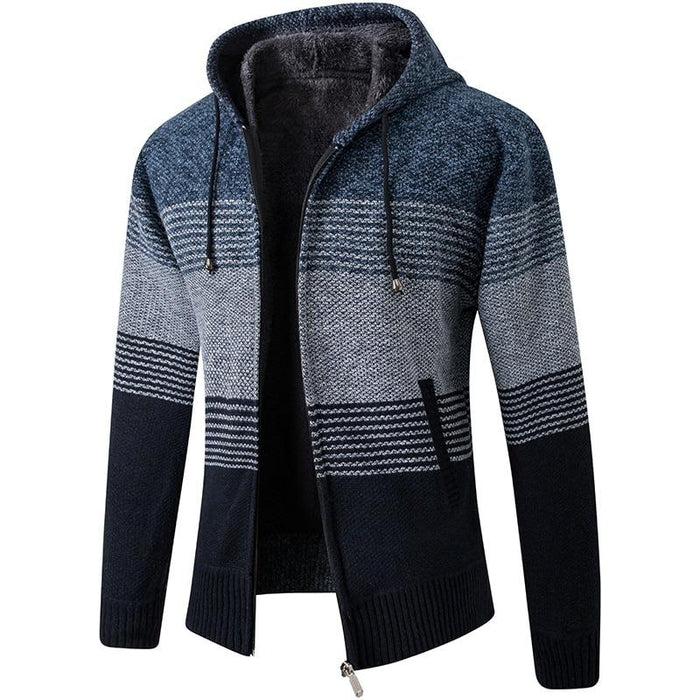 Blue Inverse Striped Hooded Sweatshirt