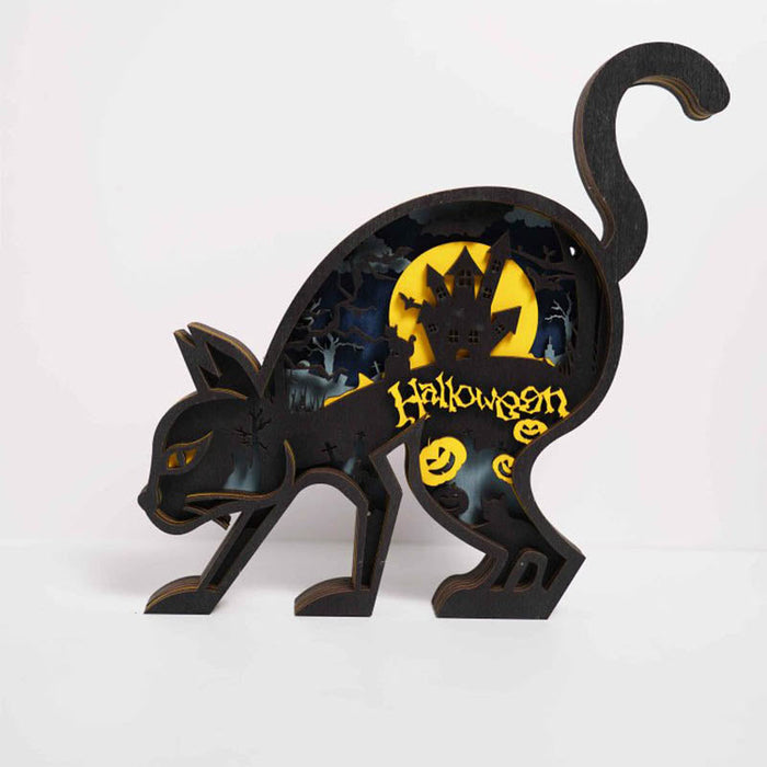 Halloween Black Cat Carving Handcraft Gift