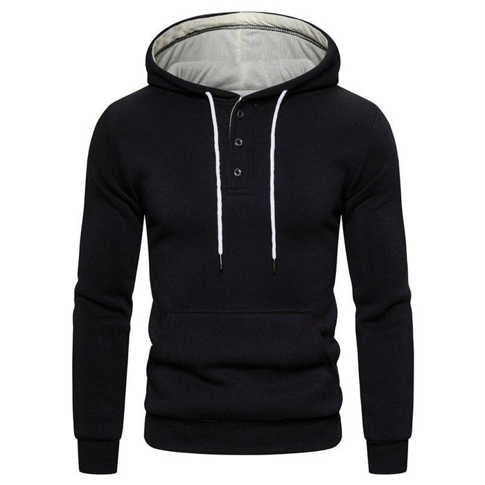 Navy Buttoned Athletic Hoodie