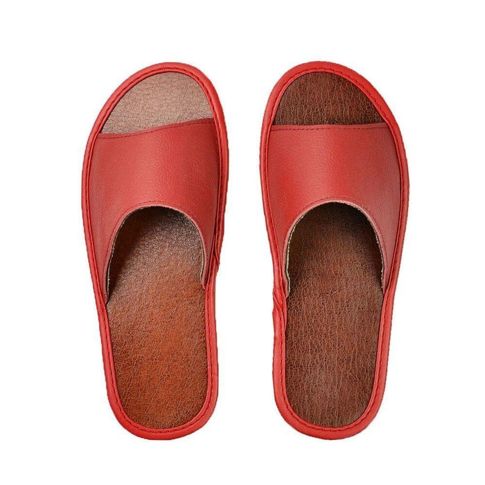 Men's Red Leather Sunday Slides