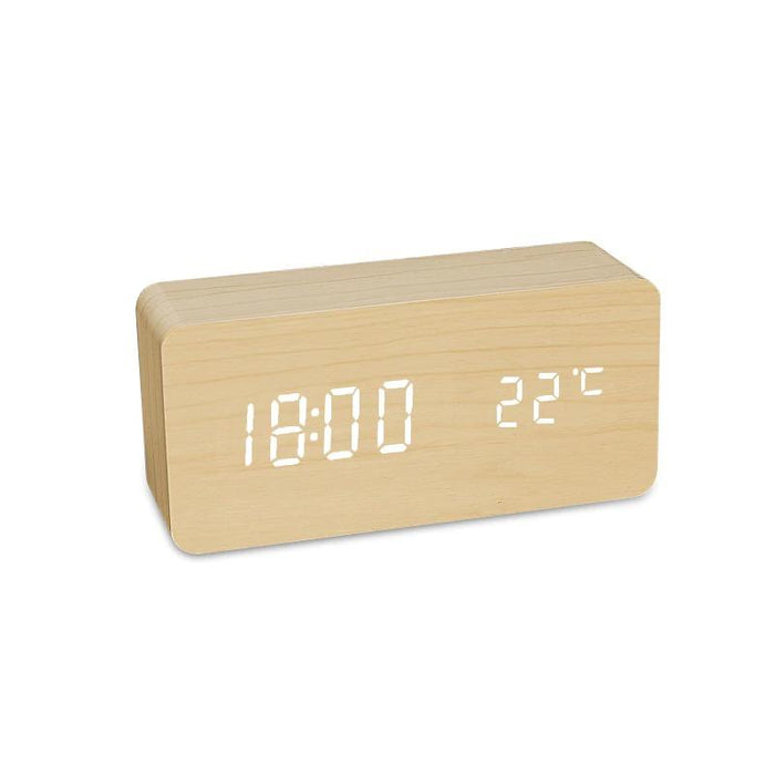 Bamboo Wood Rectangular LED Clock