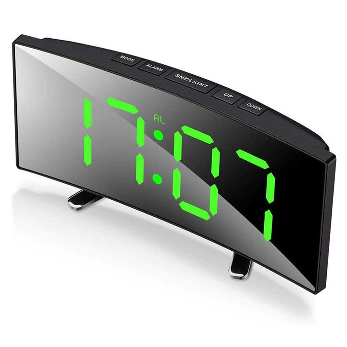 Curved Desk Green LED Clock