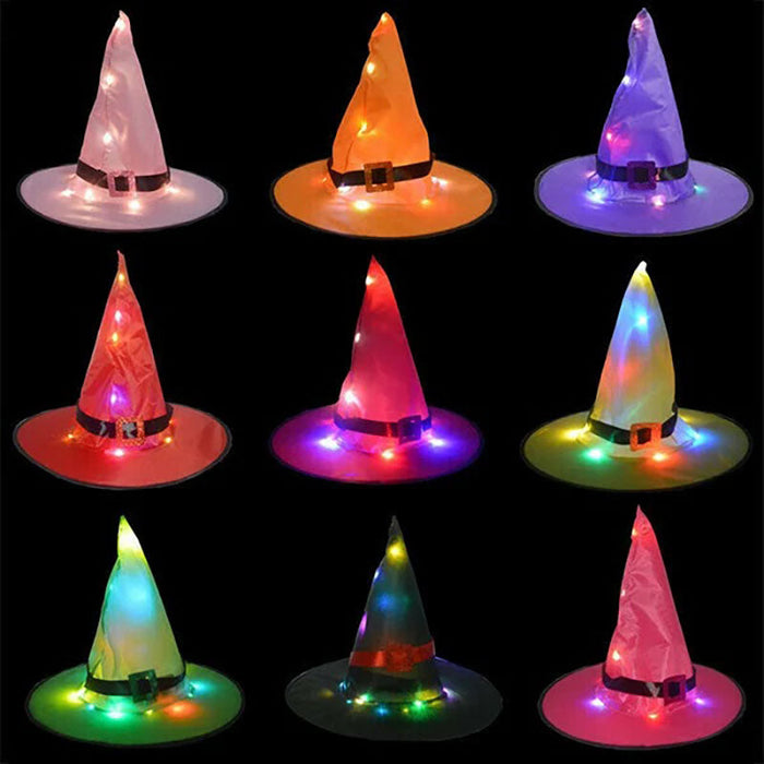 Glowing Witch Hat Decorations - 2 in 1 Hanging/Wearable