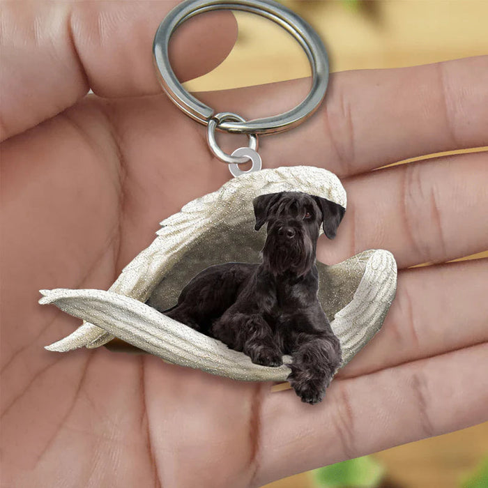 Sleeping Angel Acrylic Keychain Black Schnauzer