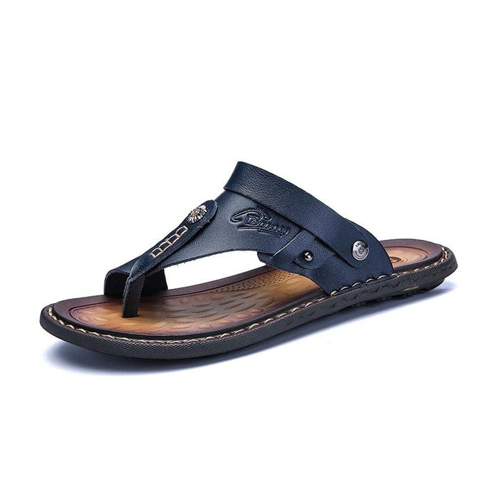 Men's Blue Leather Casual Sandal