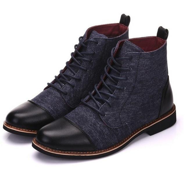 Men's Navy Canvas Casual Boot