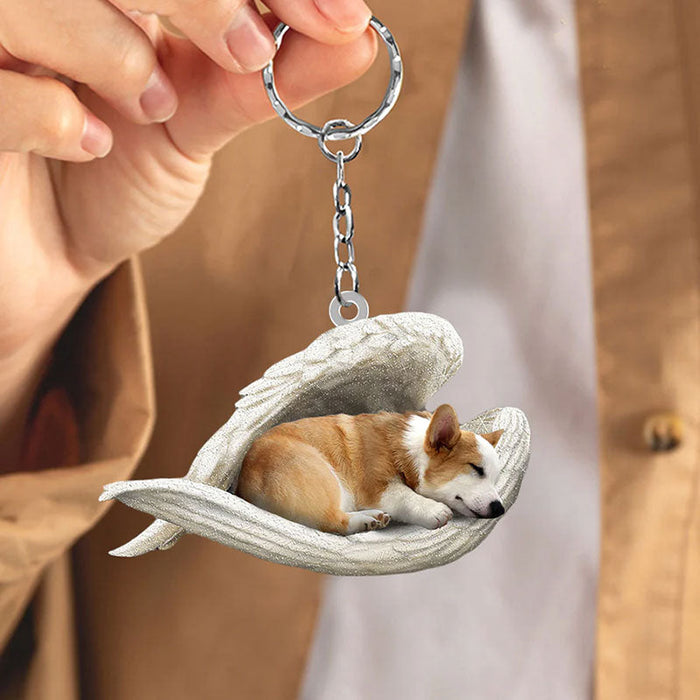 Sleeping Angel Acrylic Keychain Corgi