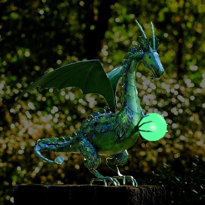 Green Dragon Statue with Solar Pearl