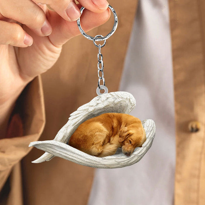 Sleeping Angel Acrylic Keychain Golden Retriever