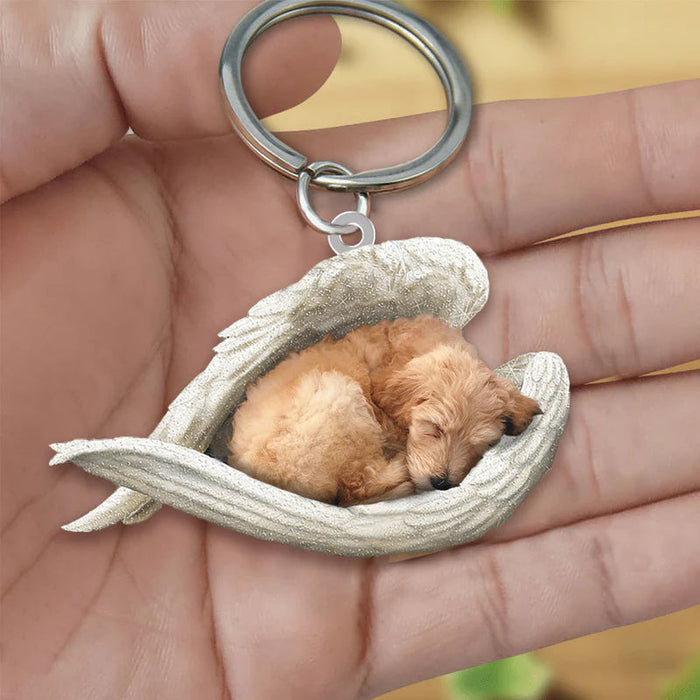 Sleeping Angel Acrylic Keychain Golden Doodle