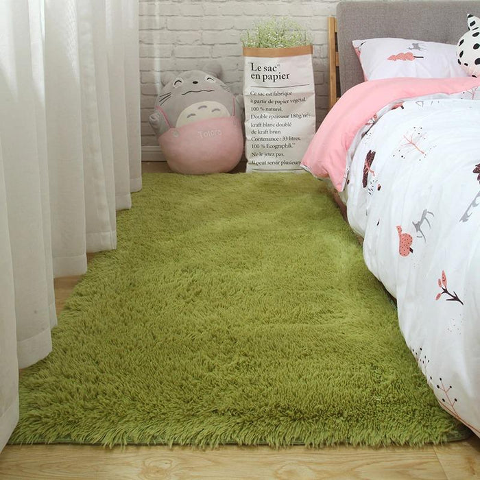 Green Fluffy Area Rug