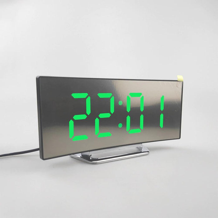 Curved Desk Green LED Clock