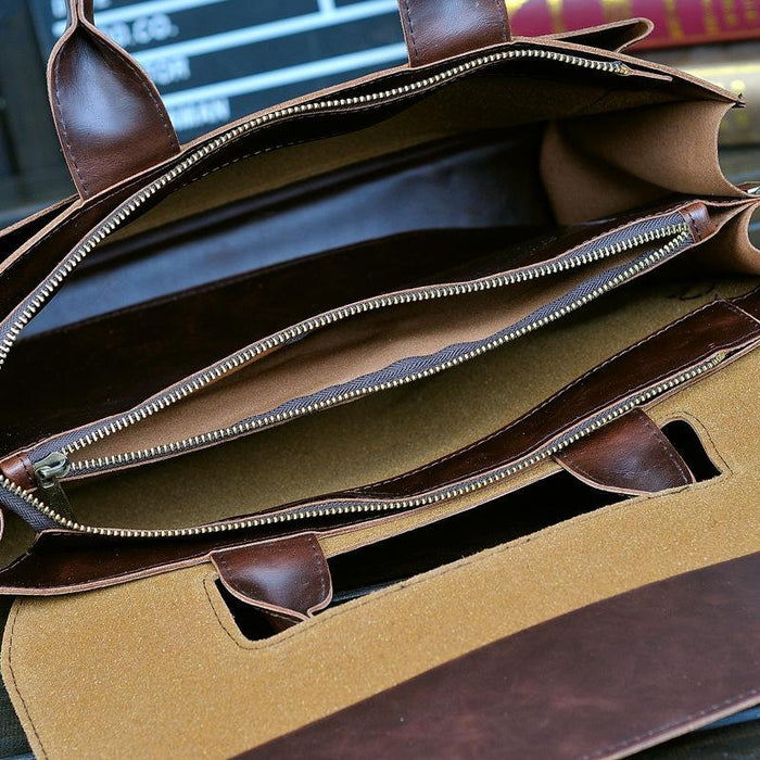 Men's Brown Leather Briefcase