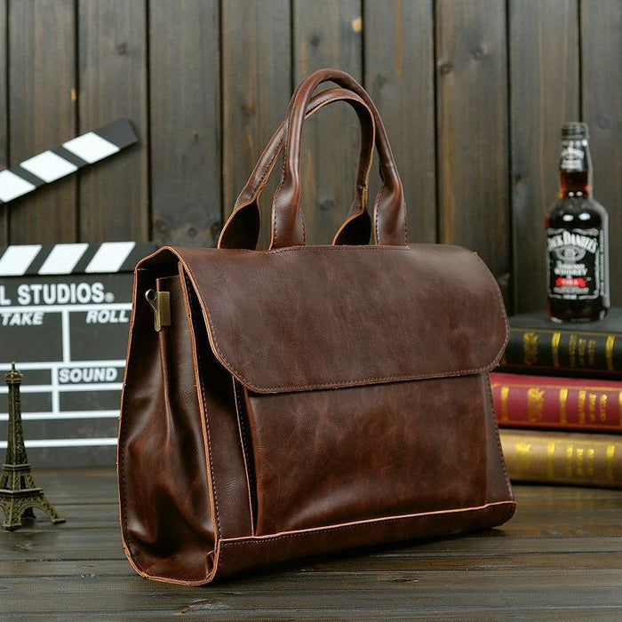 Men's Brown Leather Briefcase