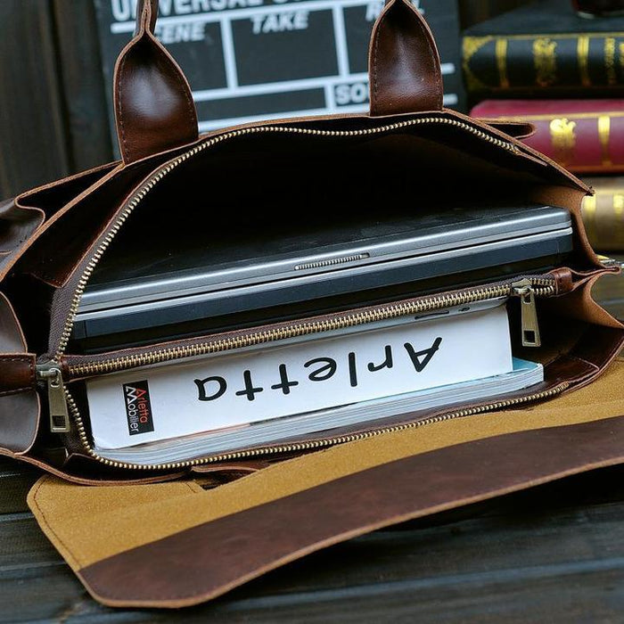 Men's Brown Leather Briefcase