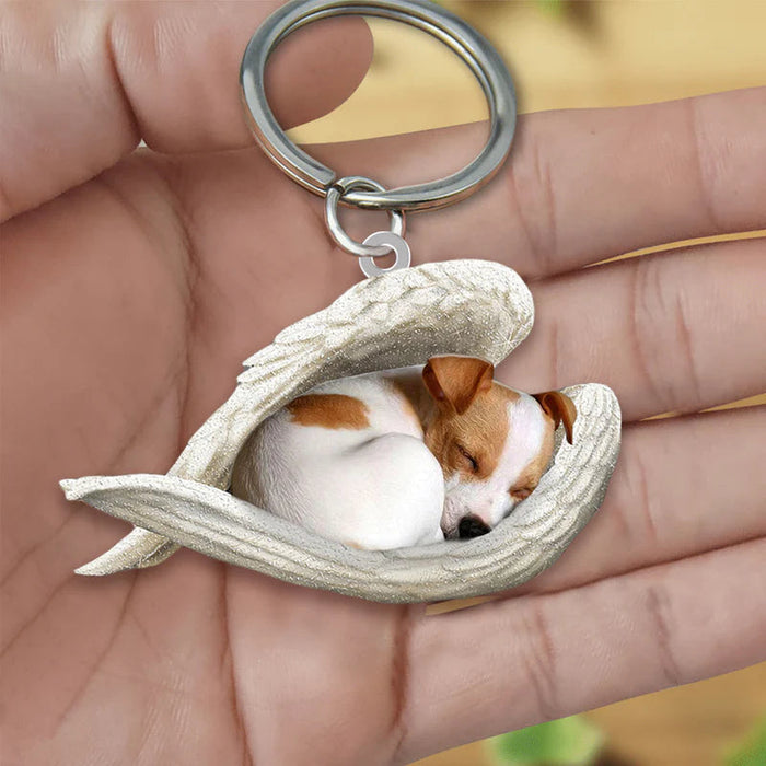 Sleeping Angel Acrylic Keychain Jack Russell Terrier