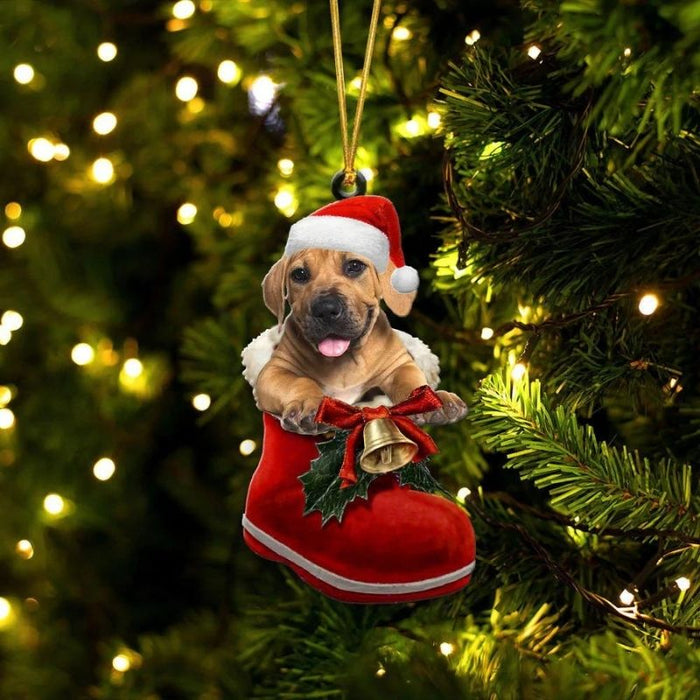 Boerboel In Santa Boot Christmas Hanging Ornament SB129