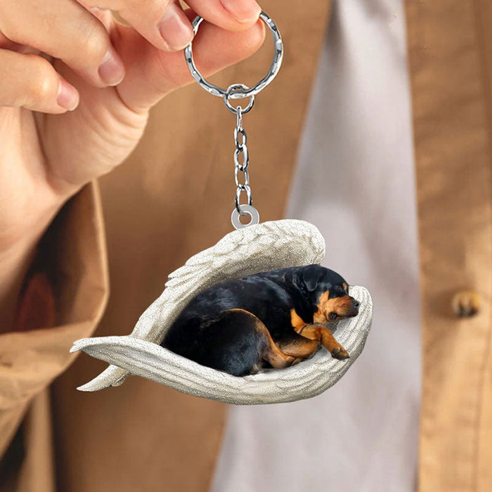 Sleeping Angel Acrylic Keychain Rottweiler