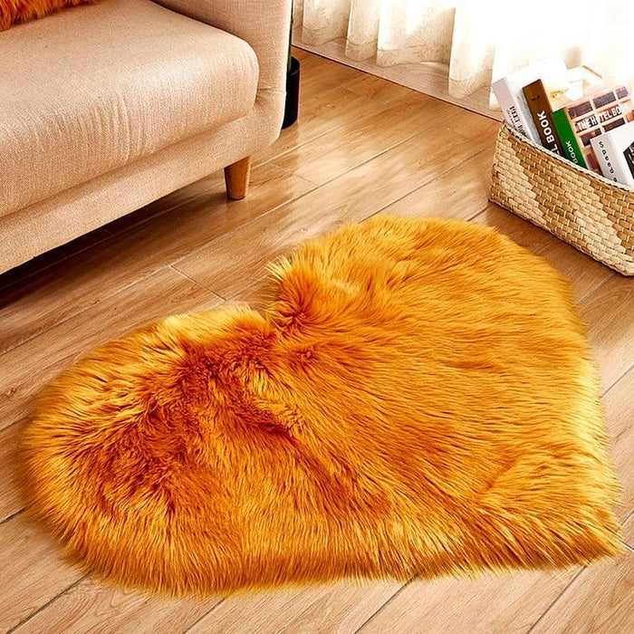 Amber Fluffy Heart Rug