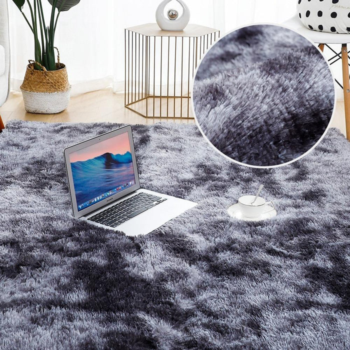 Fluffy Dark Grey Rug