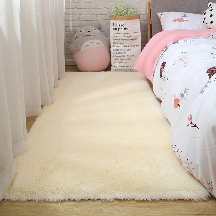 Cream Fluffy Area Rug