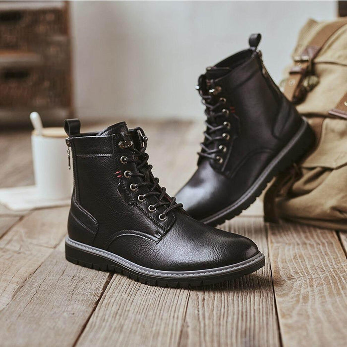 Men's Black Leather High Boot