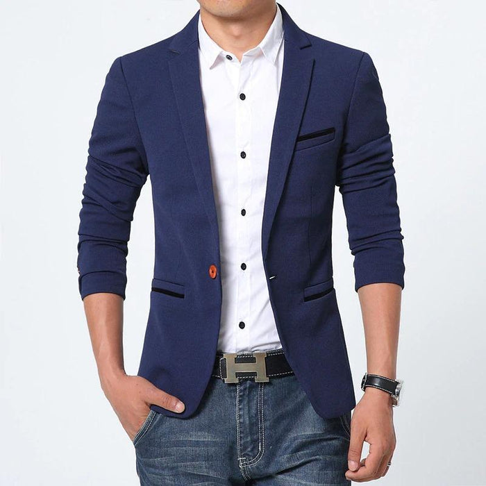 Dark Blue Casual Blazer