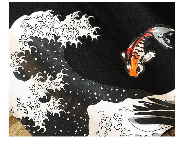 Black Men's Japanese Koi Tee