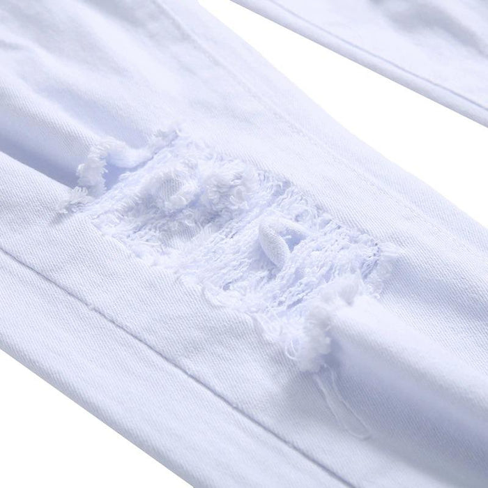 Men's White Distressed Skinny Jeans