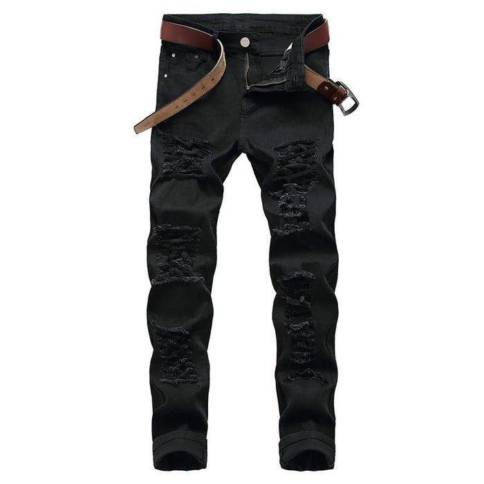 Men's Black Distressed Skinny Jeans