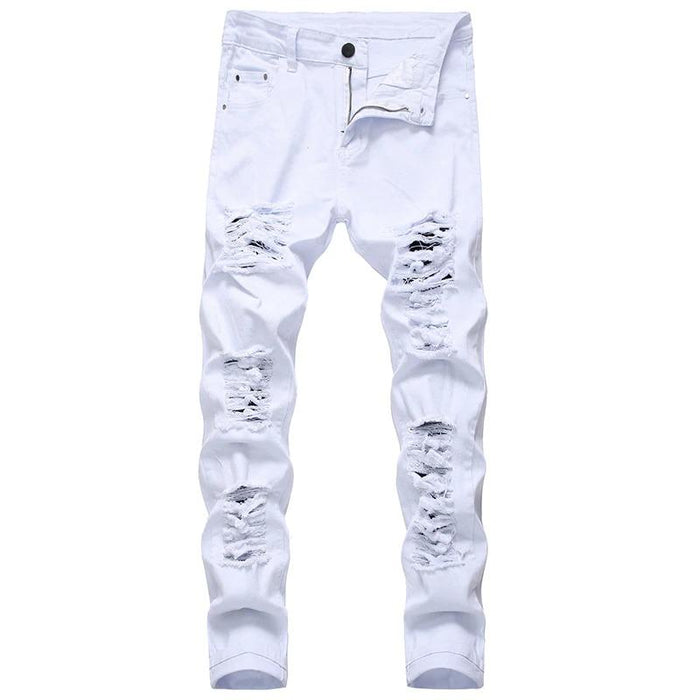 Men's White Distressed Skinny Jeans