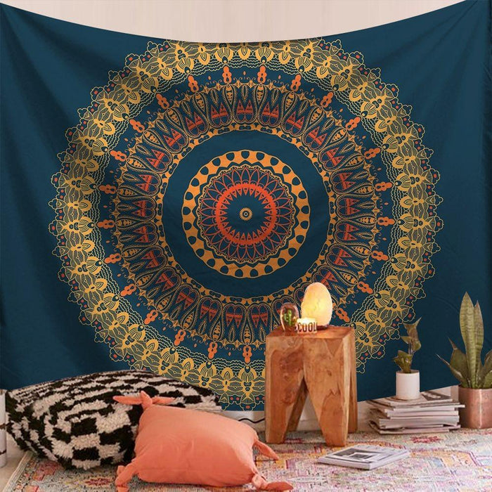 Teal Mandala Tapestry