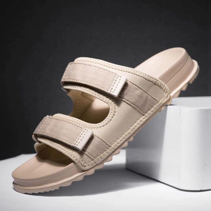 Men's Beige Double Strap Street Sandal