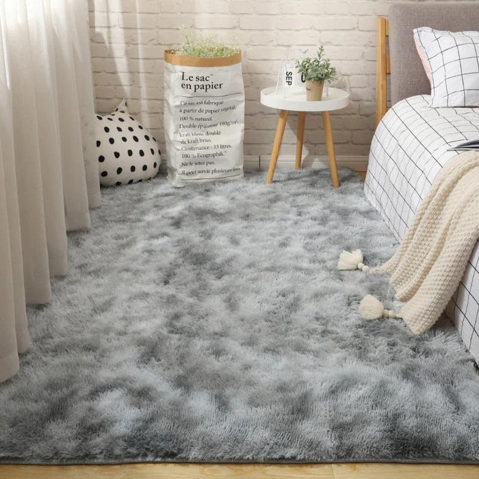 Light Grey Fluffy Area Rug