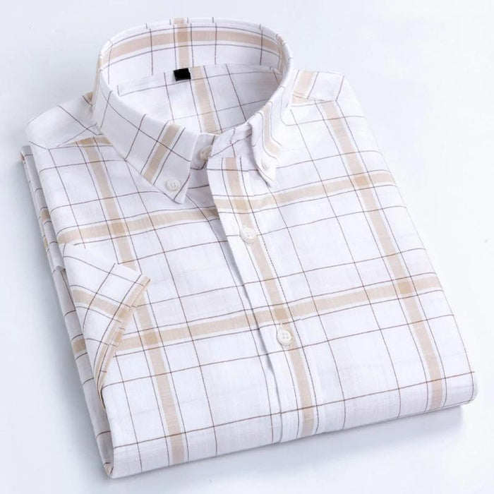 Men's White Brown Adrian Dress Shirt