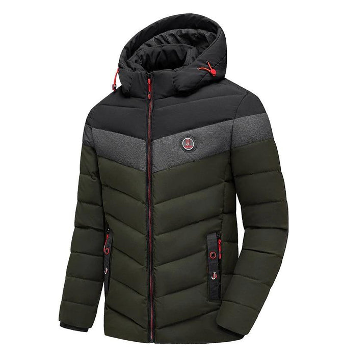 Black Men's Hooded Puffer Jacket