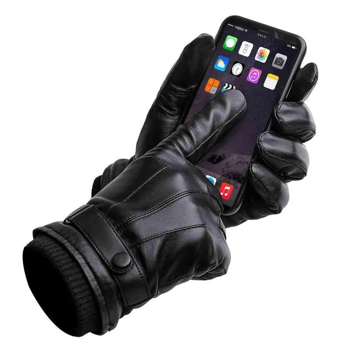 Black Leather Rider Gloves