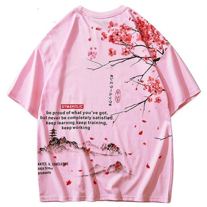 Pink Cherry Blossoms Men's Japanese Tee