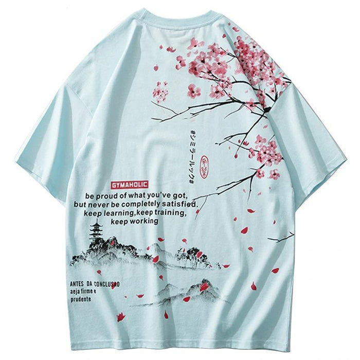 Blue Cherry Blossoms Men's Japanese Tee