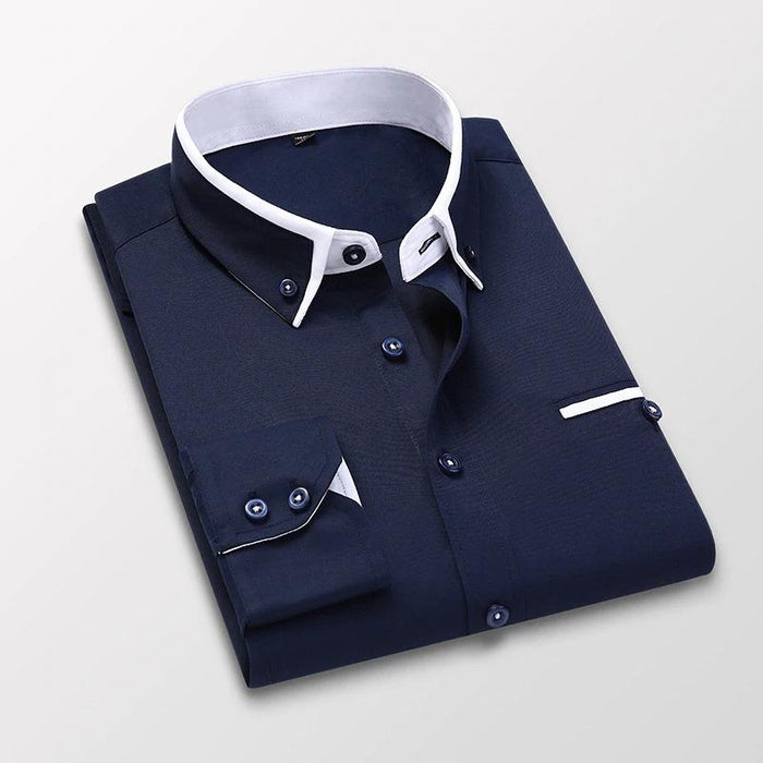 Men's Navy Colbert Dress Shirt