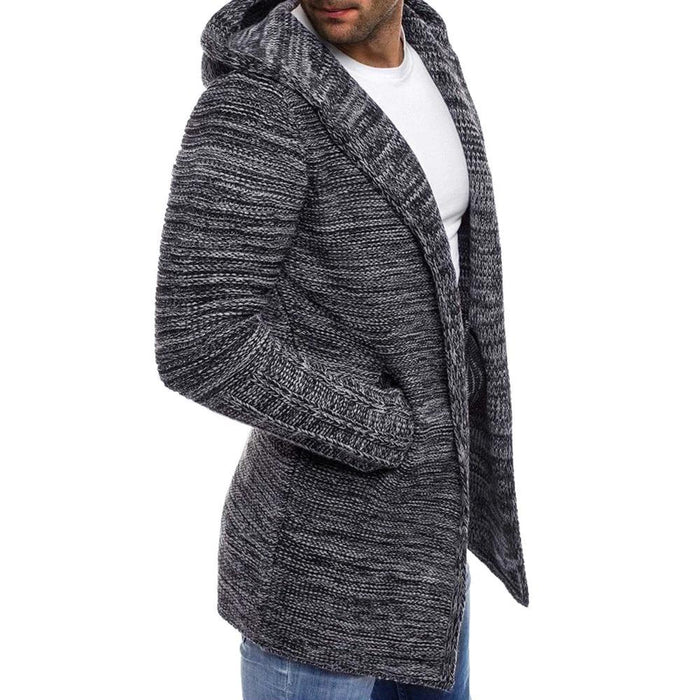 Dark Grey Men's Hooded Cardigan