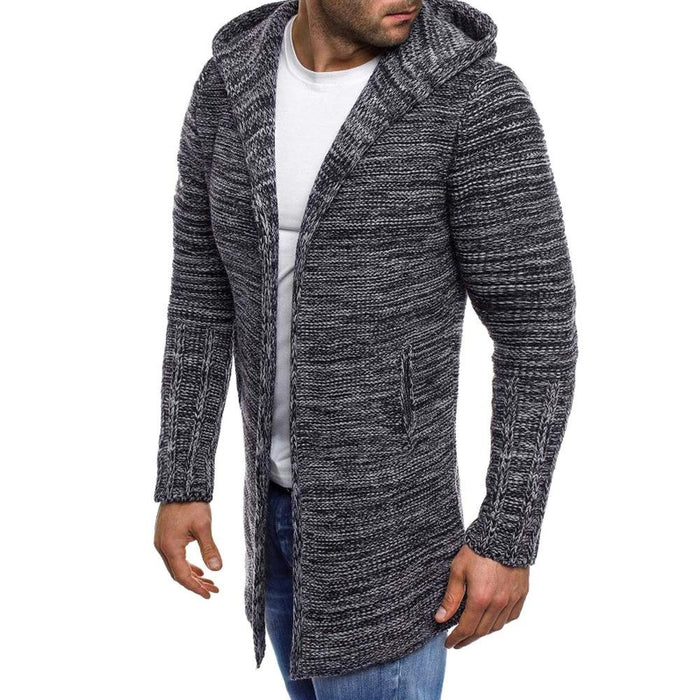 Dark Grey Men's Hooded Cardigan