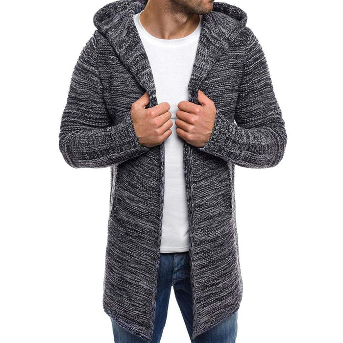 Dark Grey Men's Hooded Cardigan