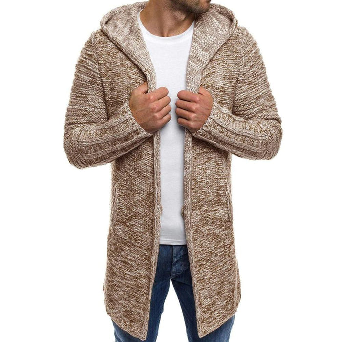 Beige Men's Hooded Cardigan